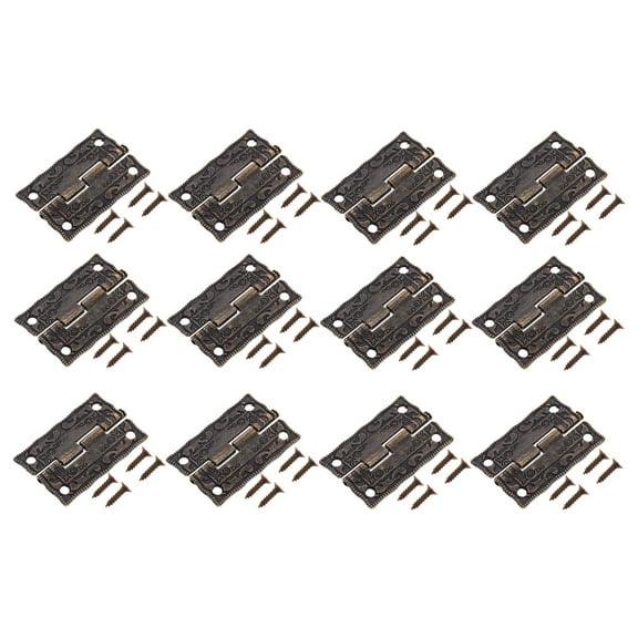 IBASETOY 12 Sets of Brown Zinc Alloy Box Hinges for Vintage Jewelry and Gift Boxes Ideal for Home Use
