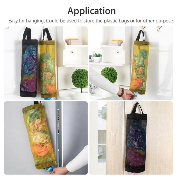 Htscf 2/1pack Plastic Dispenser Bag Holder Polyester Grocery Bag Holder Foldable Breathable Washable Hanging Mesh Garbage Bag Organizer For Kitchen Pl