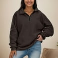 thumbnail image 2 of lnmuld Cute Hoodies Womens Oversized Half Zip Pullover Long Sleeve Sweatshirt Quarter Zip Hoodie Sweater Girls Fall Blouse Clothes Size:3XL, 2 of 4