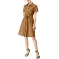 thumbnail image 3 of MODA NOVA Juniors Fit and Flare Collar Pocket Elastic Waist Mini Dress, 3 of 7