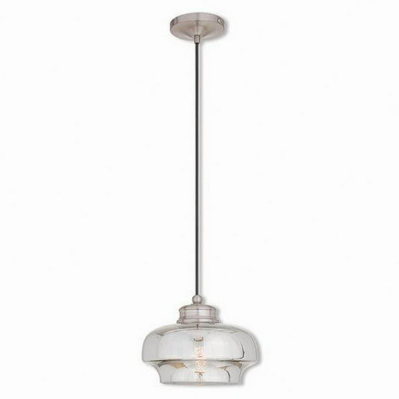 1 Light Mini Pendant in Coastal Style 9.25 inches Wide By 9 inches High-Brushed Nickel Finish Bailey Street Home 218-Bel-2120399