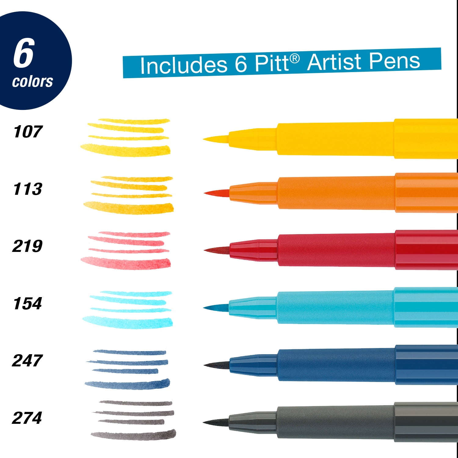 Faber-Castell Pitt Artist Pens Manga Set - Shonen, Set of 6