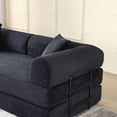 thumbnail image 6 of Miniyam 2 in 1 Black Sleeper Sofa Floor Couch with 2 Cylindrical Pillow Cloud Corduroy Foldable Mattress Couch with Fixed-Shape Frame 3 Seat, 78 W x 35.4 L x 26.7 H, 6 of 8