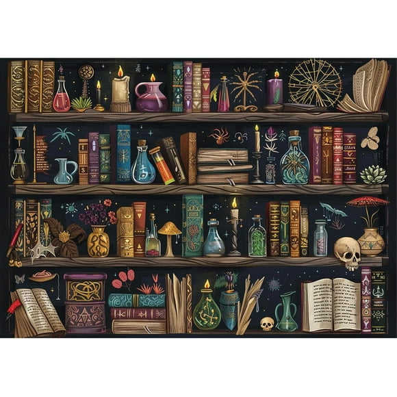 SHIQI-Magic Book Shelf Diamond Painting Kits for Adults Beginners, 5D DIY Full Drill Paint with Diamond, Diamond Art Kit Gem Art for Home Wall Decor 30x40cm