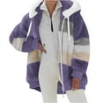 thumbnail image 2 of Sherpa Lined Jacket Women Casual Plus Size Fuzzy Fleece Jackets Zip Up Oversized Long Sleeve Warm Winter Coats With Hood Dark Purple M, 2 of 7