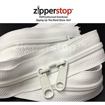 Zipperstop wholesale - Double Slide Zipper YKK #4.5 Coil with Two Long Pull Head to Head closed ended on both sides Made in USA (30 Inch - 2pcs, White)