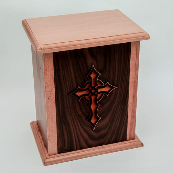Engraved Wooden Cremation Urns for Human Ashes Adult Large, Rosewood Wooden Box Funeral Urns for Human Ashes (10" x 8.5" x 6.5" - 250 lbs or 113 kg, Celtic Cross 2)