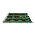 thumbnail image 2 of Ahgly Company Machine Washable Indoor Round Abstract Turquoise Blue Modern Area Rugs, 5' Round, 2 of 4