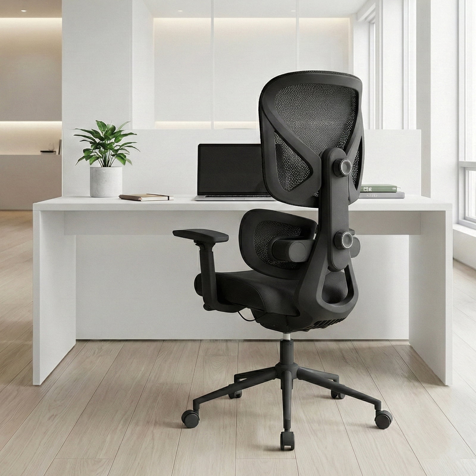 Nouhaus Ergo Morph Black Mesh Ergonomic High Back Office Chair with 2-Zone Lumbar Support for Home Office & Gaming