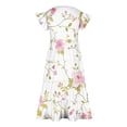 thumbnail image 4 of Zpanxa Robes Florales pour Filles Été Manches Courtes Manches Volantées Col Rond Imprimé de Fleurs Taille Poche Robe Superposée Polyester Spandex Multicolore 14-15 Ans, 4 of 5