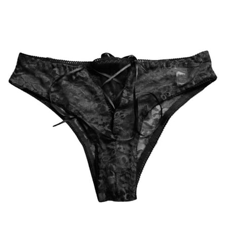 Black Medium Lace Thong Panties Female Lady Slim Waist Trainer Plus Size Underwear Seamless Mini G Lingerie Panties Satin String Hollow Breathable Low Rise Briefs Brazilian Li