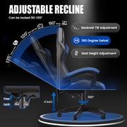 Bigzzia Gaming Chair, Ergonomic Computer Chair with Lumbar Support and Headrest, Blue