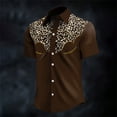 thumbnail image 4 of Mens Shirts Short Sleeve Western Cowboy Style Print Lapel Fashion Casual Shirt Brown XXXXL, 4 of 4