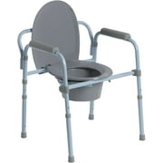 Drive Medical Tool-Free Snap Button Durable Steel Folding Frame Commode