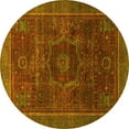 thumbnail image 1 of Ahgly Company Machine Washable Indoor Round Abstract Yellow Modern Area Rugs, 6' Round, 1 of 4