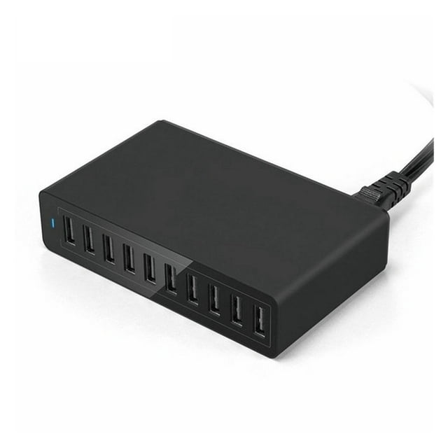 60W Fast 10 Ports USB Charger Charging Station Dock Multi USB Charger Desktop With Cable ,Easy to Use