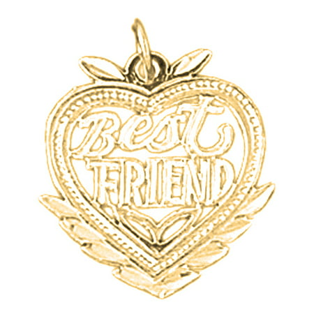 Yellow Gold-plated 925 Sterling Silver Best Friend In Heart Pendant - 22 mm (Approx. 1.275 (Best Stone For Me)