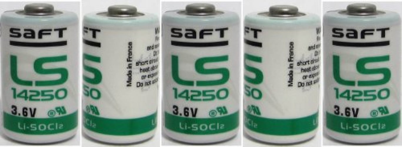 SAFT LS14250 1/2 AA 3.6v Lithium Batteries, Pack of 5, Made in
