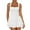 white, variant on Women's Square Neck Ruffle Hem Mini Dress, Ruched Waist Short Party Dresses, Multicolor, S-XL