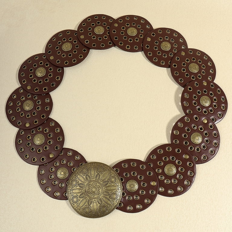 Hirigin Wide Boho Disc Belt for Women Vintage Concho Leather  display picture 2