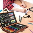 thumbnail image 2 of KIDDYCOLOR 85pcs Deluxe Art Creativity Set in Wooden Case, Painting & Drawing Kit for Kids with Oil Pastels, Colored Pencils, Watercolor Cakes, Paint Brushes, Coloring Pages, 2 of 7