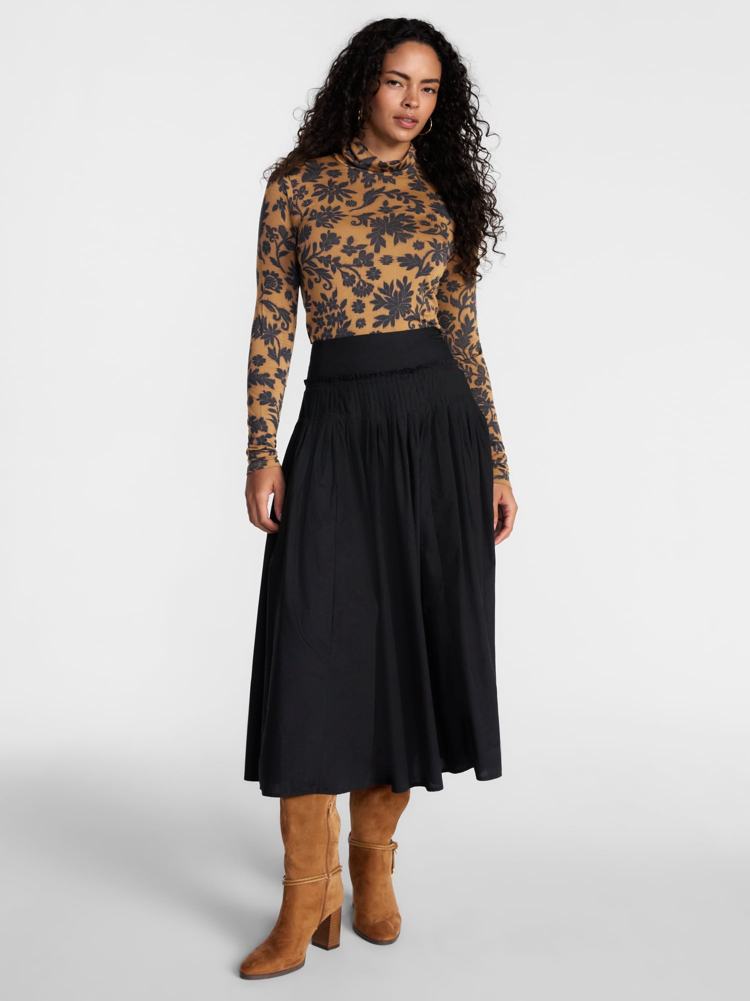 Scenario Women's Turtleneck Top with Long Sleeves, Sizes XS-XXXL
