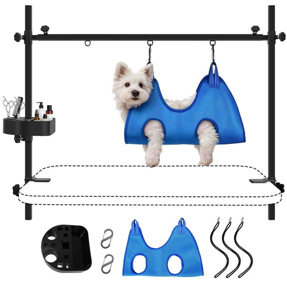 LEIBOU H-Shape Grooming Arm with Hammock Tool Holder Noose and Clamp for Dogs and Cats Heavy Duty Aluminum Alloy Frame Pet Supplies Dog Grooming Kit