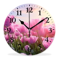 14 Inch Wall Clock Battery Operated Silent Clock Decorative for Office, Kitchen, Outdoor, Living Room，Beautiful Tulip Multicolor