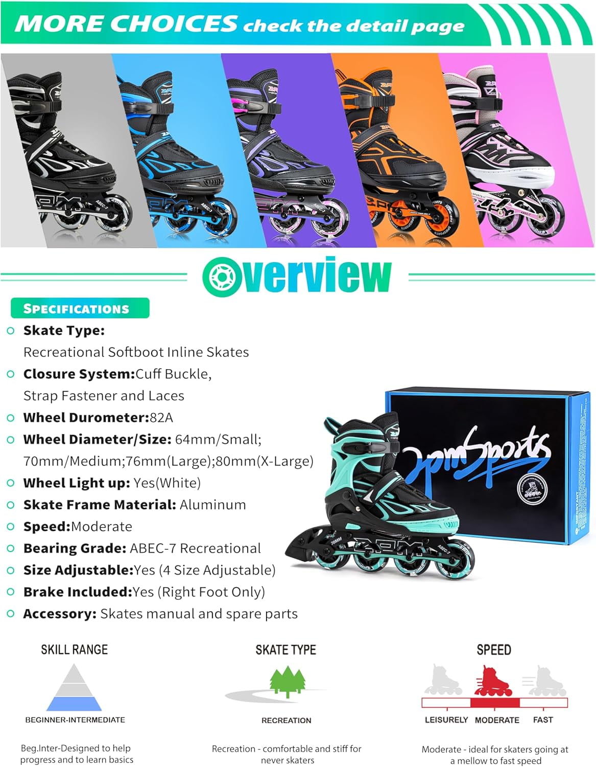 Adjustable Flashing Inline Skates, All Wheels Light Up, Fun Illuminating Skates for Kids Men Adult Women and Boys