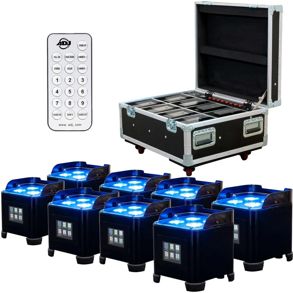 8x American DJ Element ST HEX Battery Powered Wireless LED Uplights