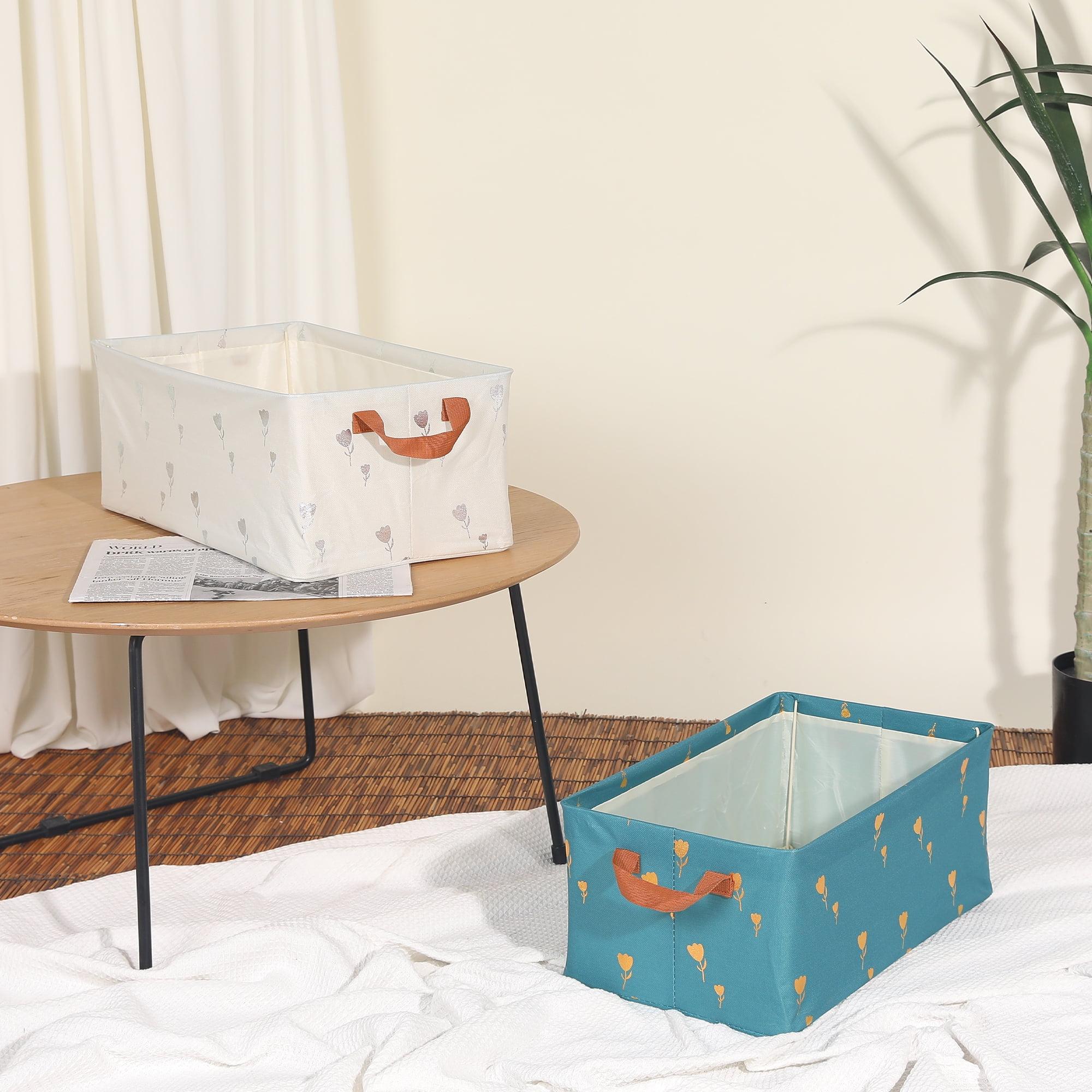 Unique Bargains Fabric Storage Cube Storage Bin Storage Basket Beige