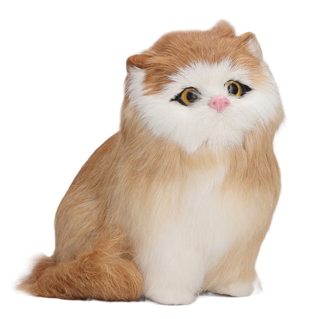 Estatua decorativa de gato peludo, linda simulación de gato de peluche, muñeca de gato, figura de gato peludo, características de vanguardia