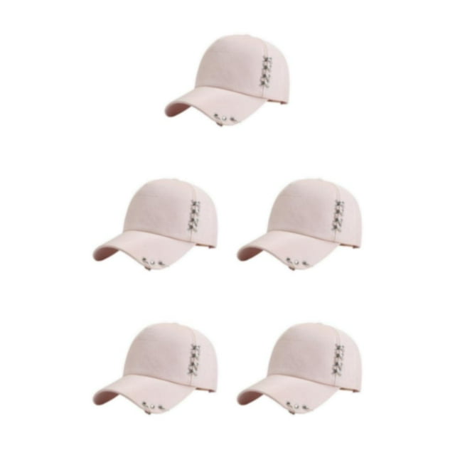 Thinsony Breathable Fabric Sweat-absorbing Cap With Rings For Comfortable Fit All Day Ring Baseball Cap Hat Wide Application Pink 5Set