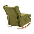 thumbnail image 6 of Modern Velvet Rocking Chair, Upholstered Lounge Accent Chair with Solid Wood Base & Comfy Armrest & Oversize High Backrest, Simple Design, Single Sofa Nursery Rocker for Home and Ofiice, Olive, 6 of 7