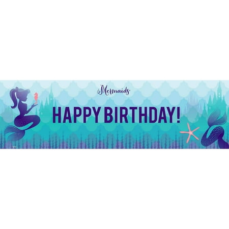 Mermaids Under the Sea Birthday Banner, Medium