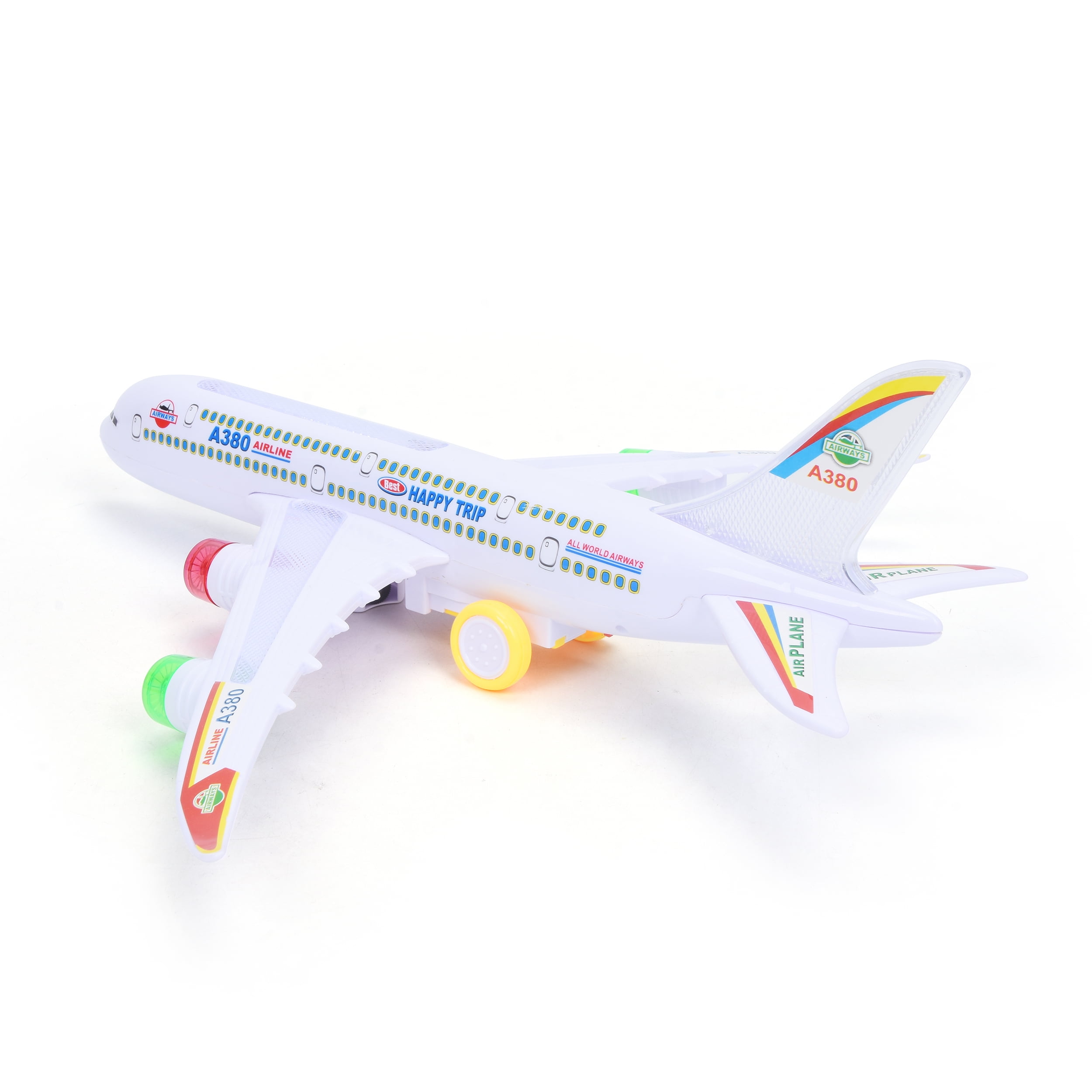 WonderPlay All Aboard! Bump & Go Airplane With Light & Sound - White
