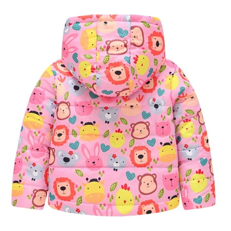 

kpoplk Kids Fleece Jacket Winter Coats for Kids Baby Boys Girls Light Puffer Padded Jacket Bear Hoods Warm Lined Coat Infant Outerwear(Pink)