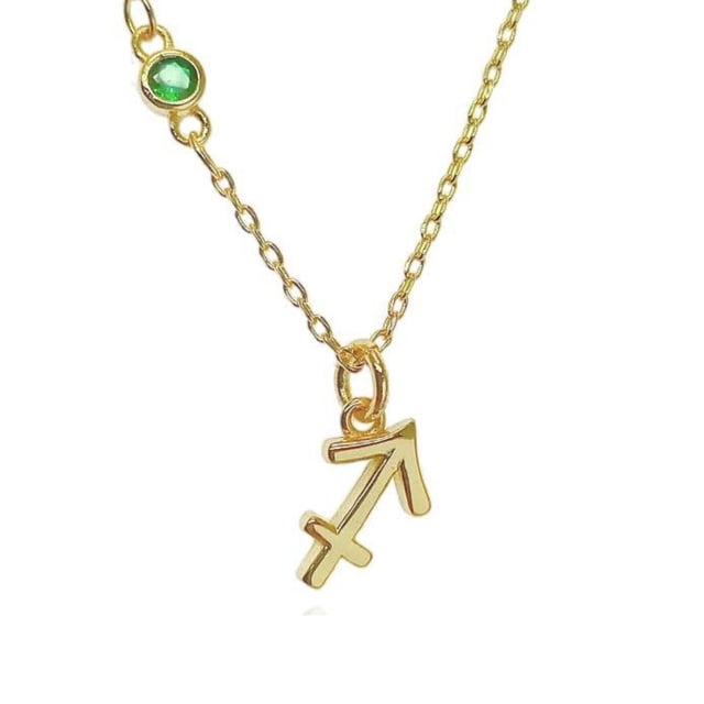 Collar con dije signo zodiaco Sagitario chapa de oro 18k