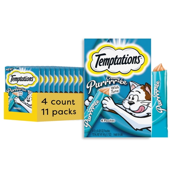 Puré cremoso con atún Cat Treats Temptations, 12 ml, 44 unidades