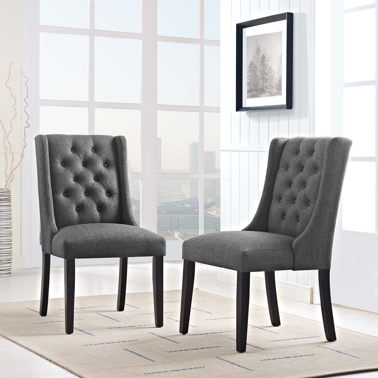 Baronet Dining Chair Fabric Set of 2 in Gray - Walmart.com ...

