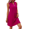 thumbnail image 2 of Women Summer Dresses for Island Vacation Sleeveless V Neck Tunic Dress Casual Beach Sundress Rose Red S, 2 of 9