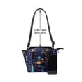 thumbnail image 4 of Lsque Solar System Pattern Leather Rivet Shoulder Bag – Elegant Genuine Leather & Microfiber PU Crossbody with Detachable Adjustable Strap, 4 of 5