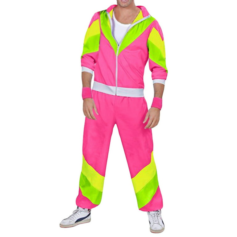 80s/90s Shell Suit Party Dress Costume Retro Tracksuit 90s Hip Hop Costumes  80s Costumes for Men Women Windbreaker and Pants 