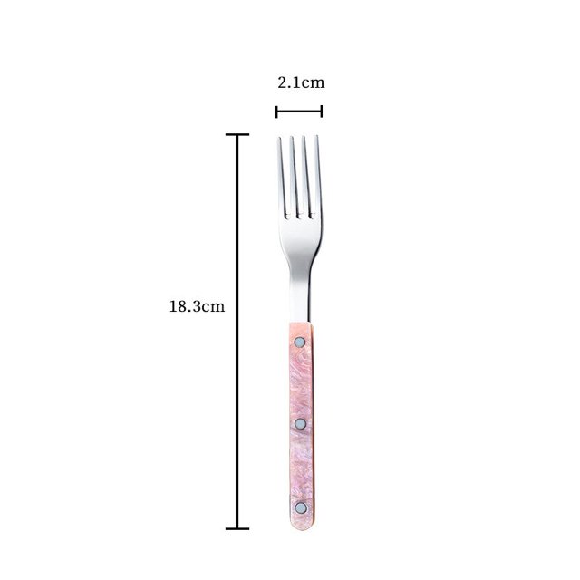 Vajilla acrílica francesa de acero inoxidable, juego de cuchara, cuchillo, tenedor, bistec con patrón de concha de cielo estrellado Fivean unisex