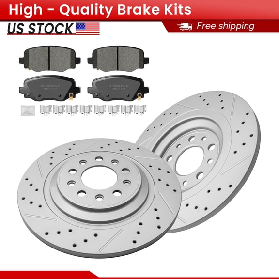 ACB ZONE Rear Brake Kits for 2014-2022 Jeep Cherokee, Drilled Slotted Disc Brake Rotors and Ceramic Brake Pads