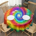thumbnail image 3 of Colorful Rainbow Tie Dye Spiral Pattern Round Tablecloth 60"x60",Wrinkle Wipeable Table Cloth for Kitchen Dining Room Picnic Patio Party, 3 of 6