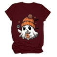 thumbnail image 4 of T-shirt Graphique à Manches Courtes d'Halloween pour Femmes Col Rond Décontracté pour Tenue de Fête d'Été avec Jeans, 4 of 4