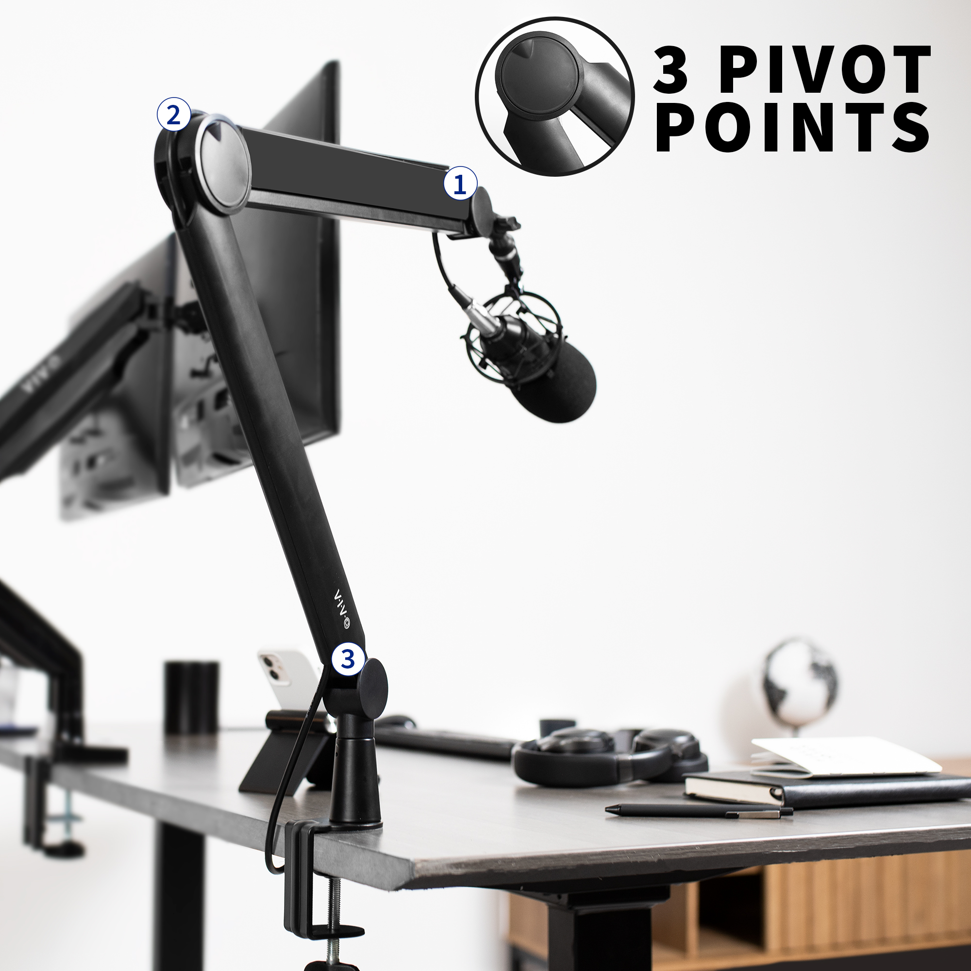 VIVO Premium Clamp-on Microphone Boom Arm Stand, Heavy Duty Desk Mount - image 5 of 6