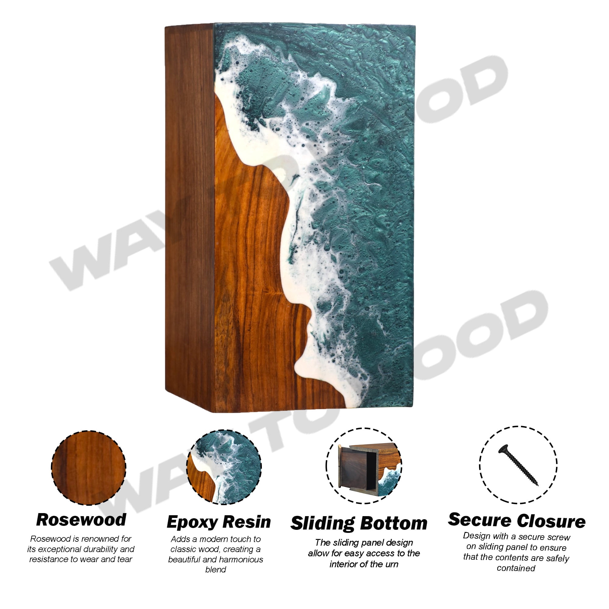 Wooden Urn for Human Ashes Adult Male/Female – Premium Memorial Urns for Adults – Durable Cremation Urn Box for Ashes, Suitable for Burial or Home Display