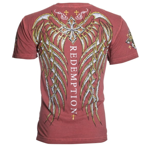 ARCHAIC Mens Short Sleeve SPINE WINGS Crewneck T-Shirt